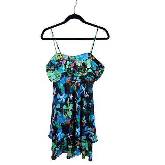THALIA SODI FLORAL SUMMER DRESS Large Adjust Strap KNEE LENGTH TRIPLE LAYER - Picture 2 of 8